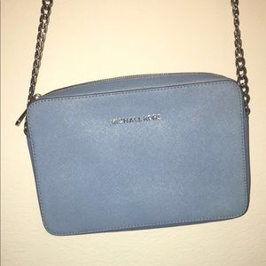 MK Leather Crossbody (Pale Blue)